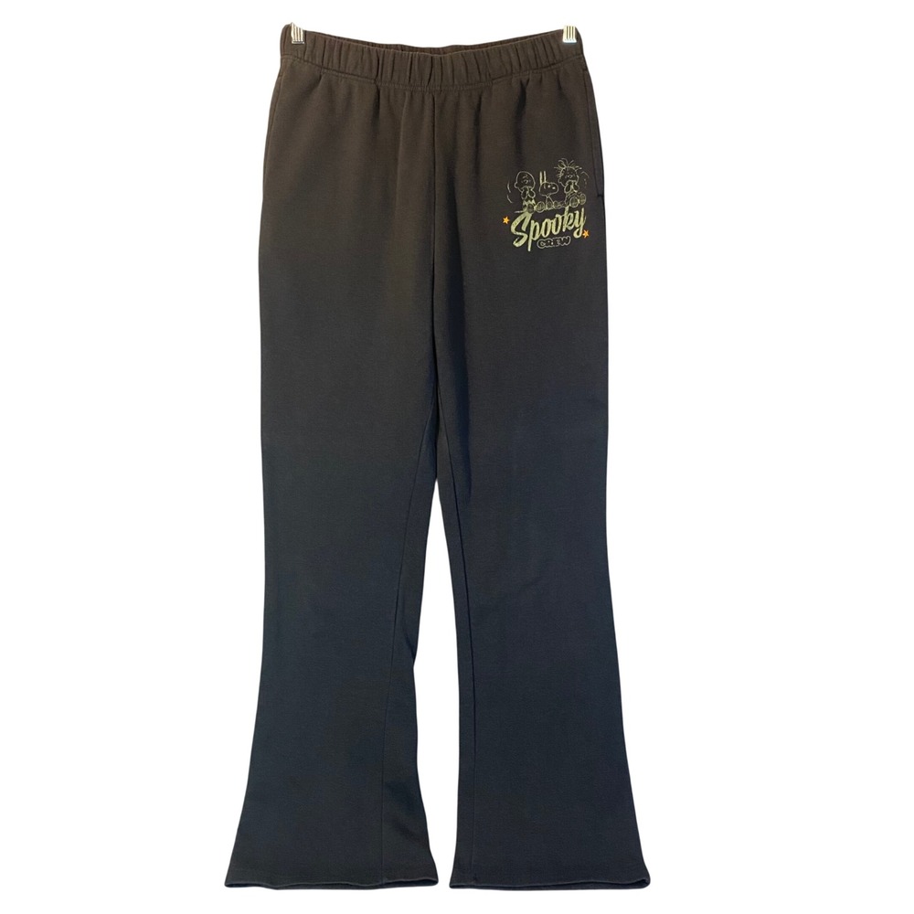 Peanuts Flare Sweatpants Womens L Grey Spooky Crew Snoopy Halloween Cozy Jogger